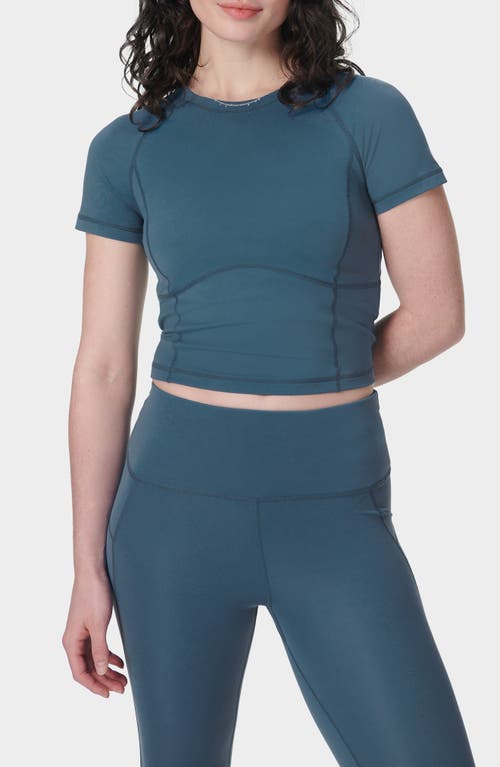 Sweaty Betty Womens All Day Cropped Stretch-woven T-shirt Subdued Blue In Subdued Blue