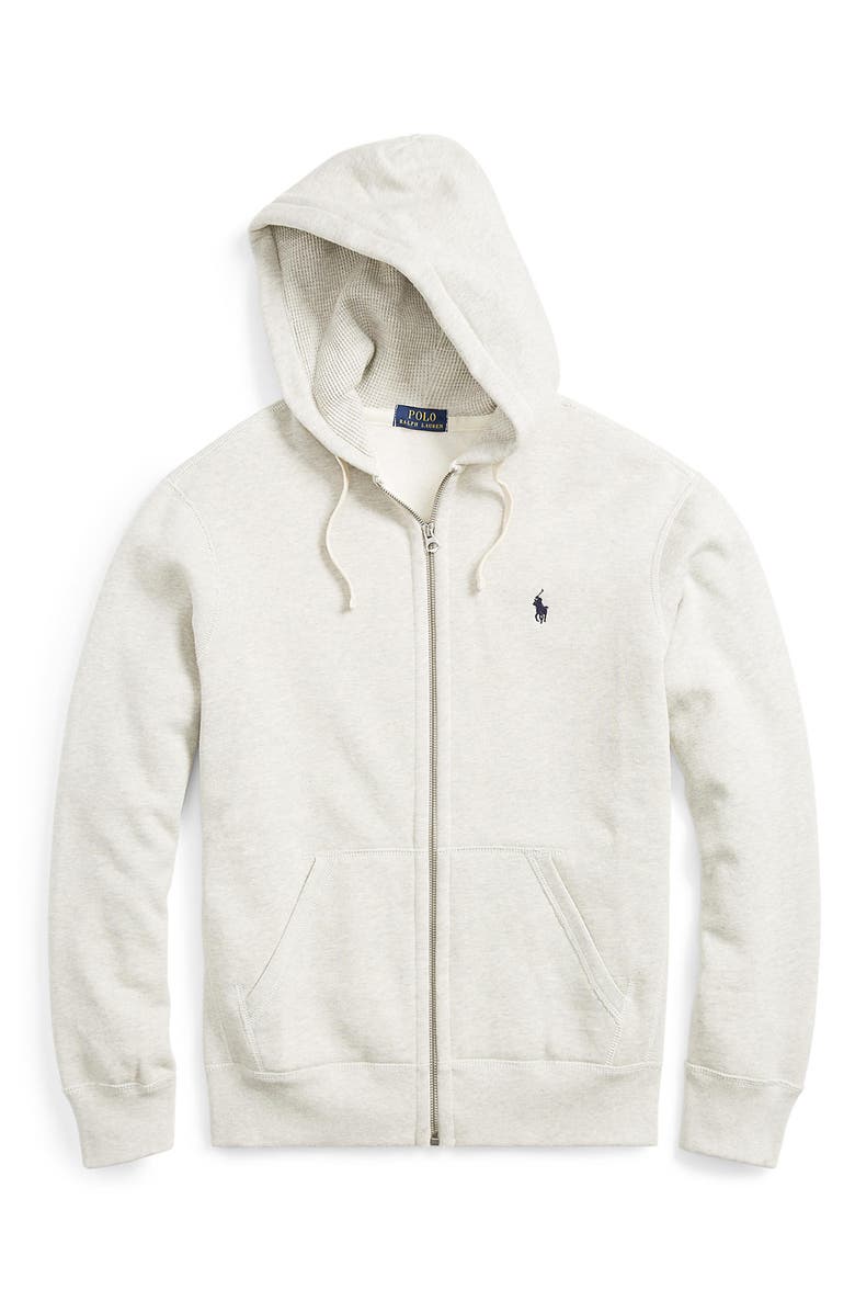 Polo Ralph Lauren Cotton Blend Fleece Zip Front Hoodie, Alternate, color, Light Sport Heather