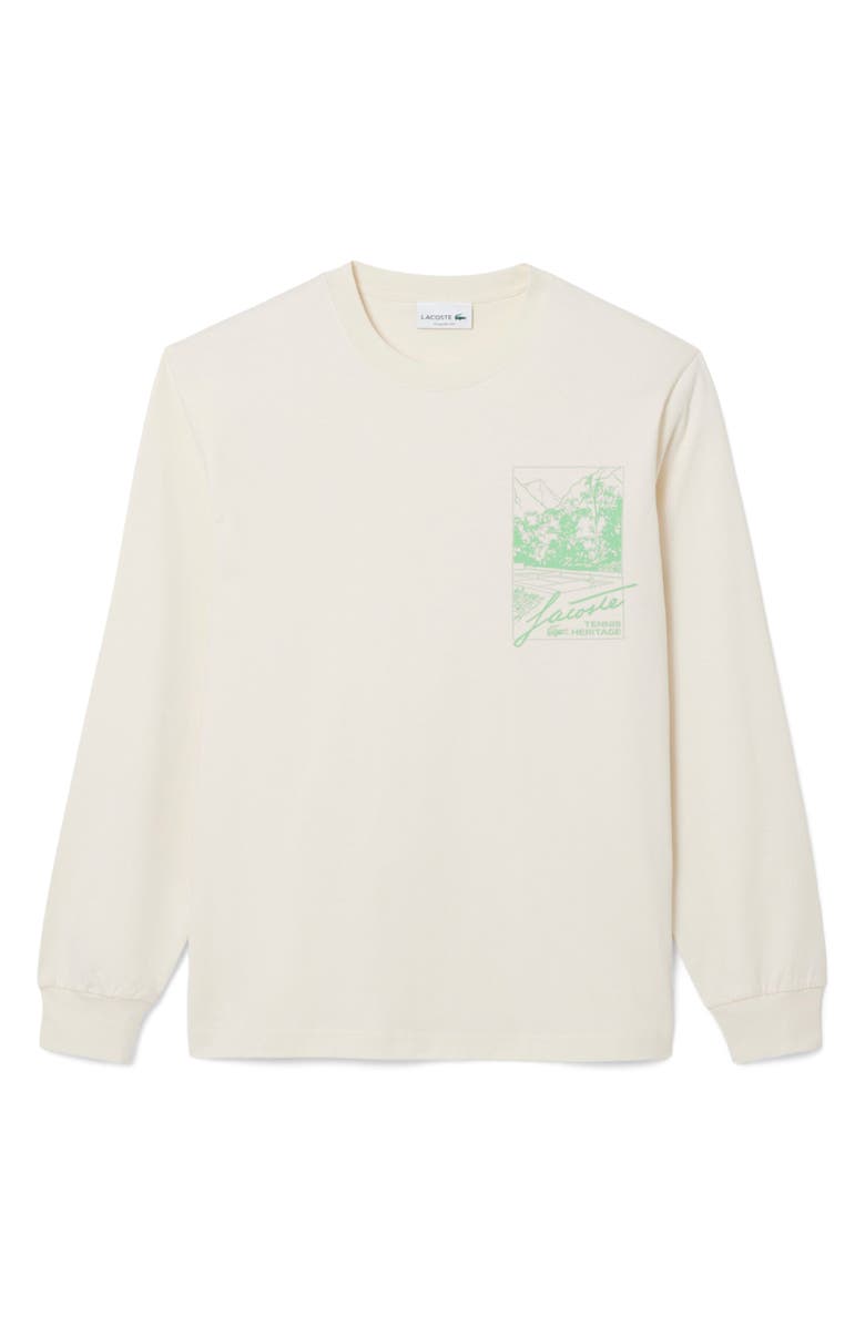 Lacoste Classic Fit Long Sleeve Cotton Graphic T-Shirt, Alternate, color, Lapland