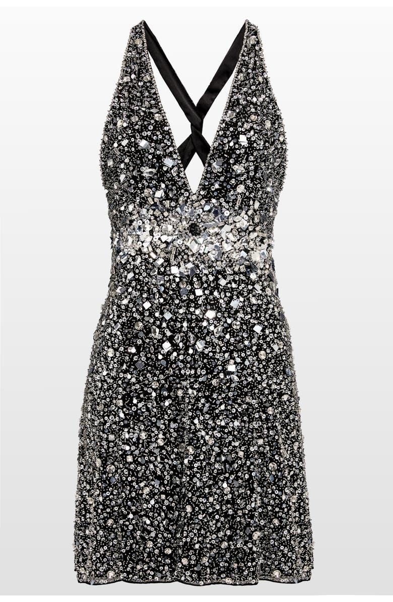 Jenny Packham Pretty Thing Mini Dress, Main, color, Liquorice
