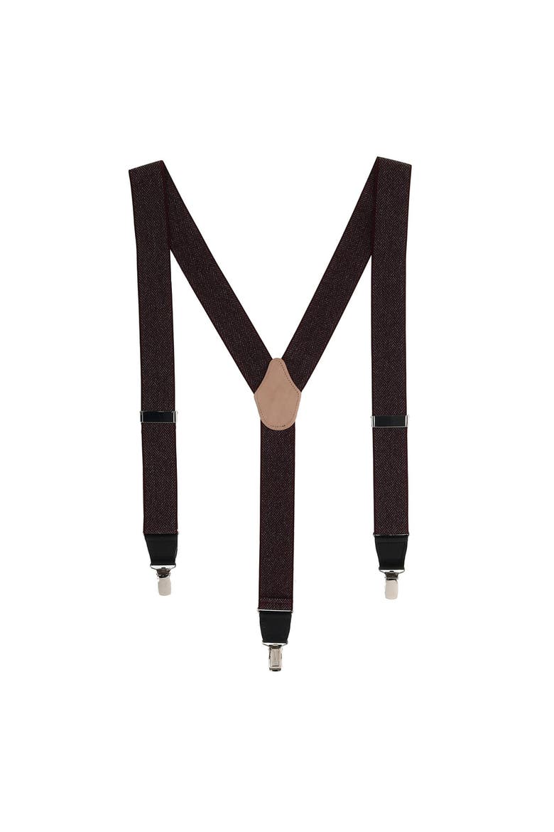 Men's NoHo Herringbone 35mm Clip End Elastic Braces, Main, color, Burgundy
