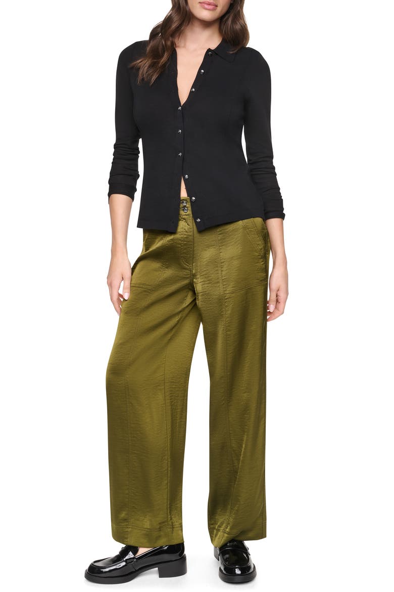 Wide Leg Glazed Pants, Alternate, color, DARK OLIVE