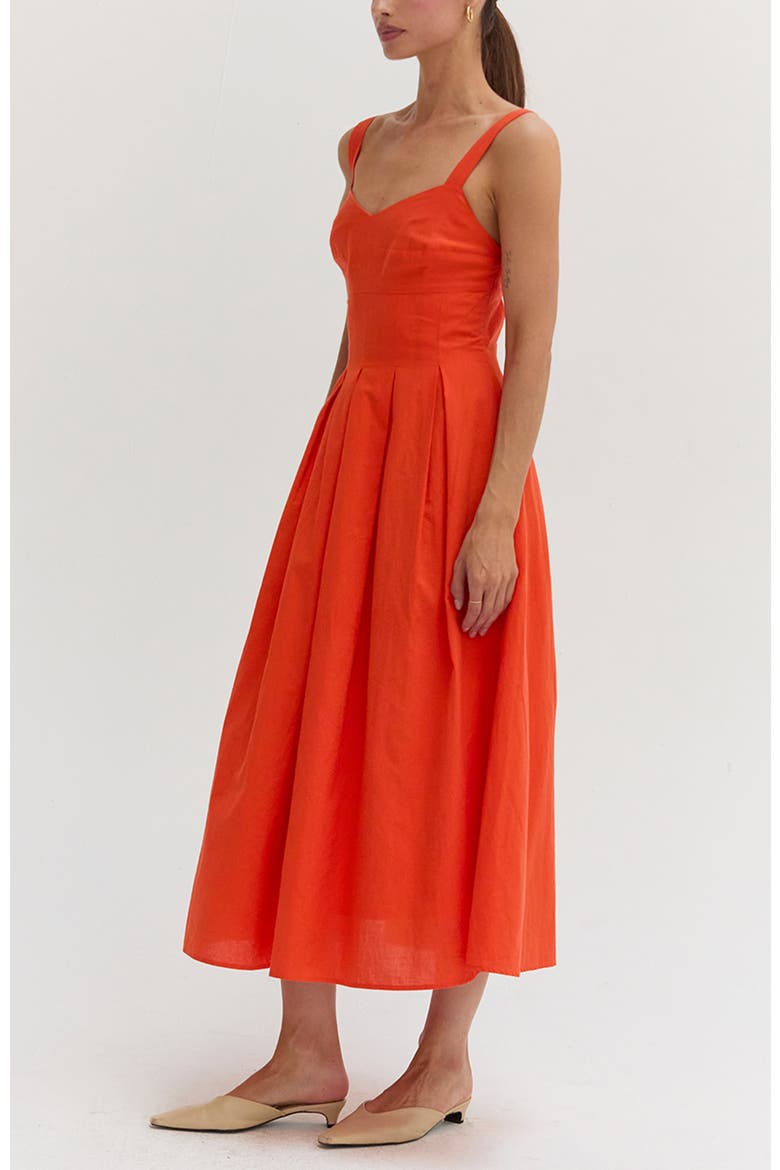 Bustier Cotton Midi Dress, Alternate, color, Poppy