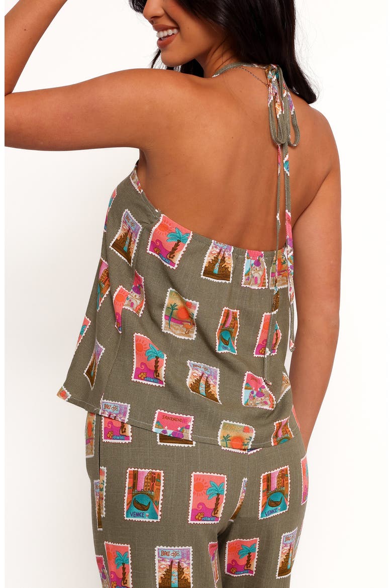 Henri Print Halter Top, Alternate, color, OLIVE PRINT