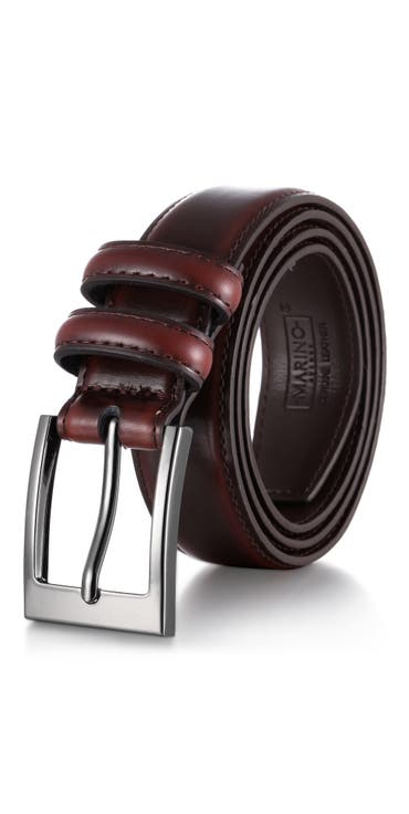 Dual Loop Leather Dress Belt