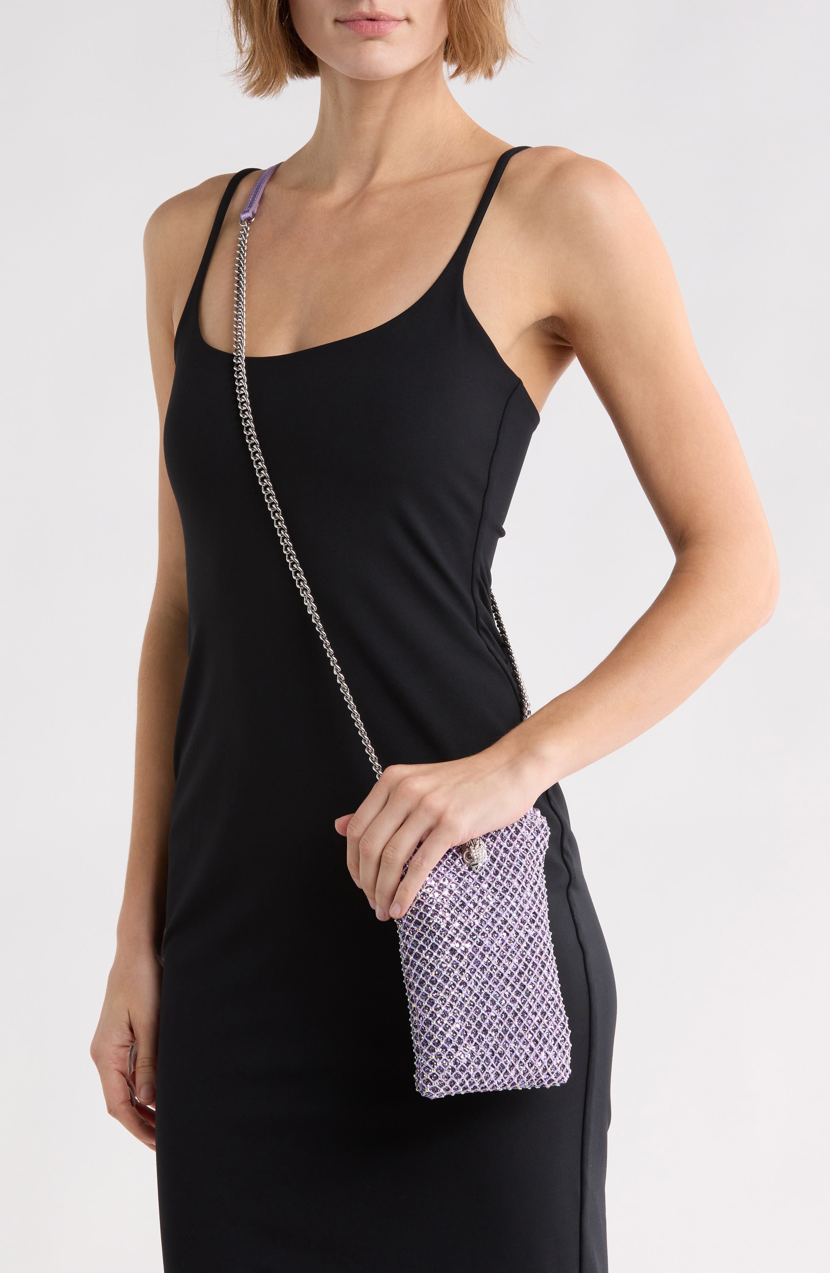 Crystal Lattice Phone Crossbody Bag, Alternate, color, LIGHT/ PASTEL PURPLE