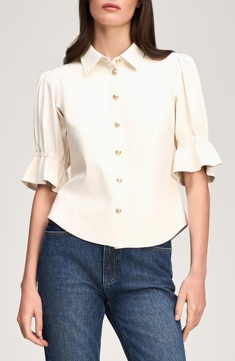 Fiona Faux Leather Button-Up Shirt