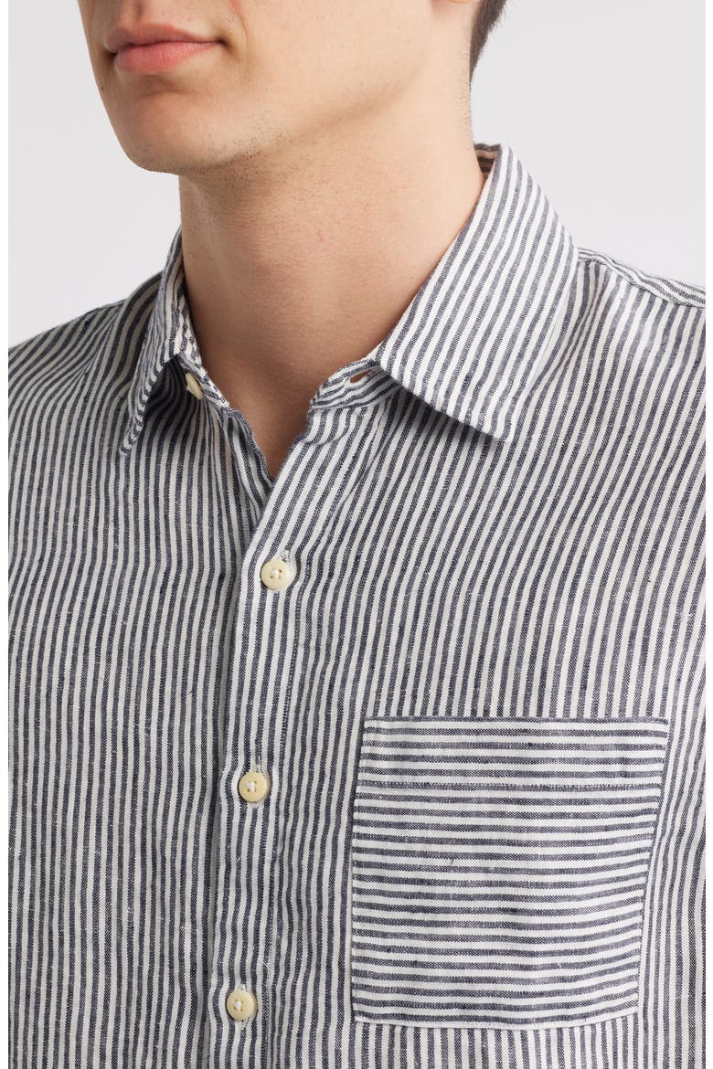 Ola Linen Short Sleeve Button-Up Shirt, Alternate, color, LINES
