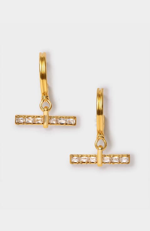 Lustre T-Bar Hoop Earrings