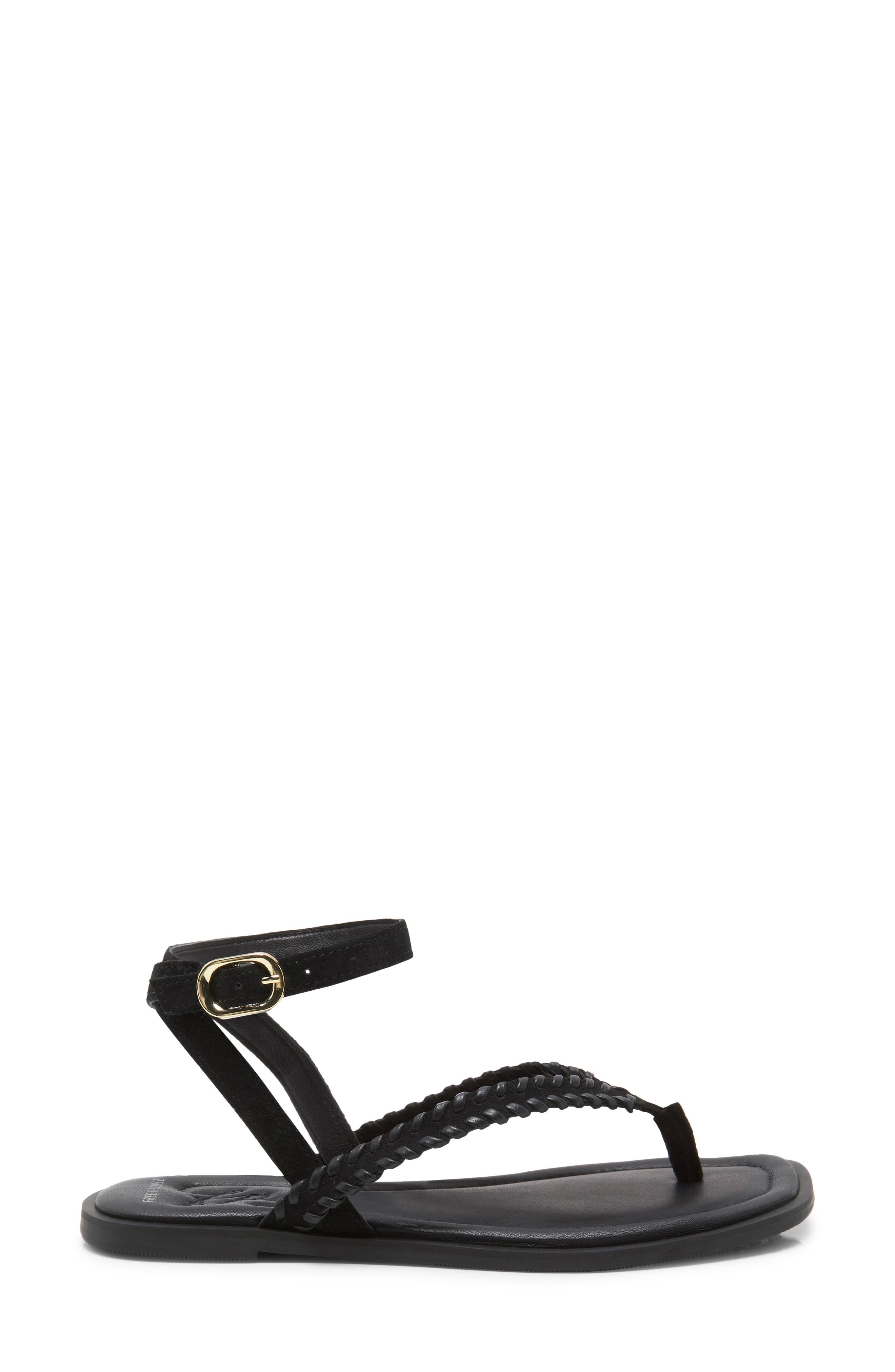 Free People Waverly Whipstitch Ankle Strap Sandal, Alternate, color, Black Tide