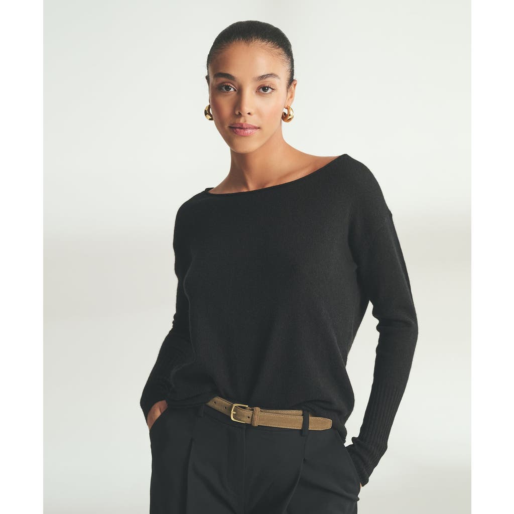 Naadam Lightweight Cashmere Boatneck Sweater In Black