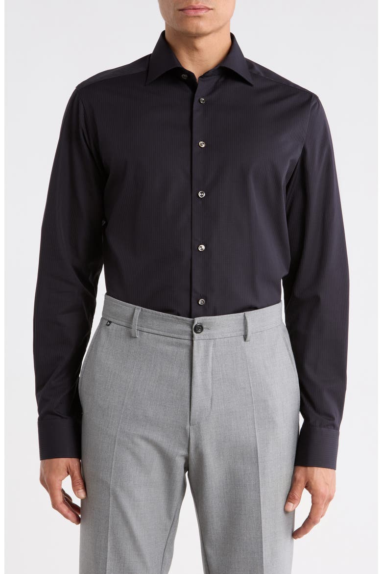 Contemporary Fit Cotton Dress Shirt, Main, color, BLACK