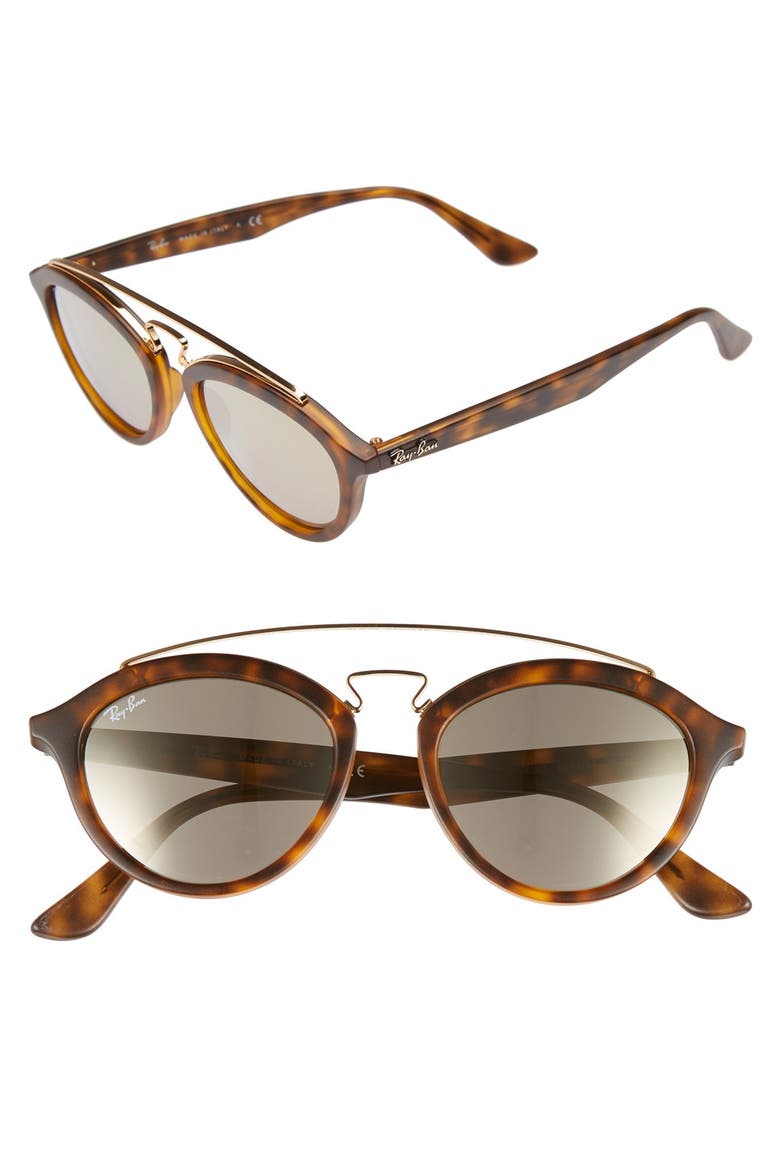 Highstreet 50mm Brow Bar Sunglasses, Main, color, BROWN/ HAVANA