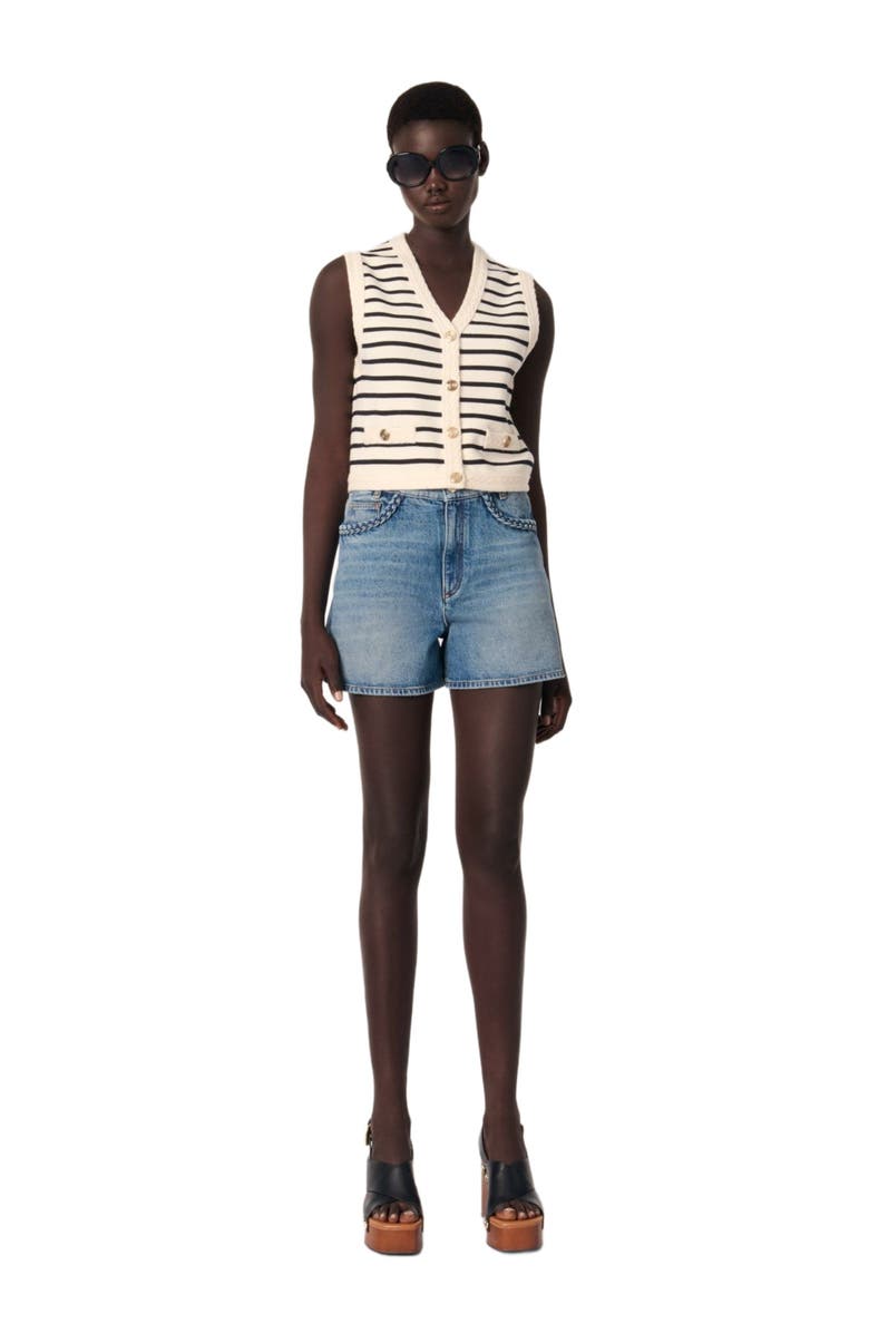 maje Sleeveless striped cardigan, Alternate, color, 