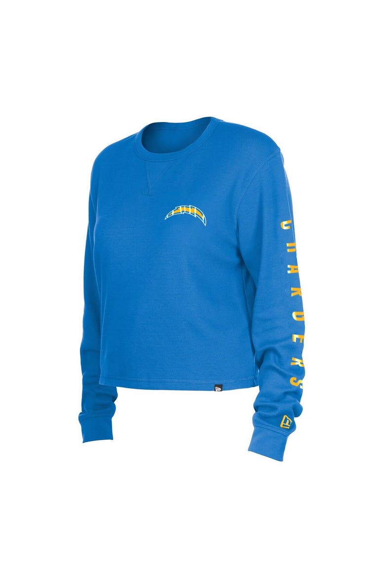 Women's New Era  Powder Blue Los Angeles Chargers Thermal Crop Long Sleeve T-Shirt, Alternate, color, Powder Blue