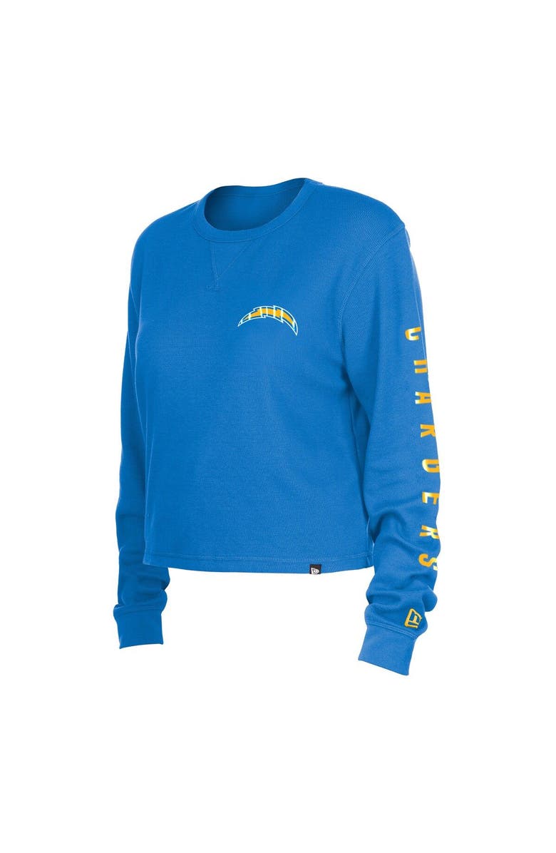 New Era Women's New Era  Powder Blue Los Angeles Chargers Thermal Crop Long Sleeve T-Shirt, Alternate, color, 