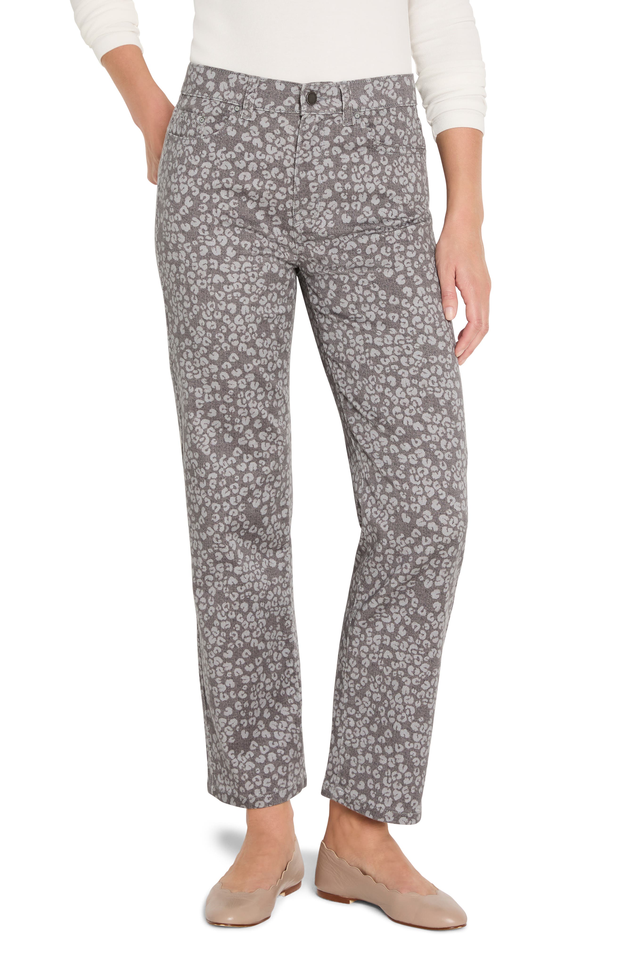 NIC+ZOE Recess Leopard Print Straight Leg Ankle Jeans