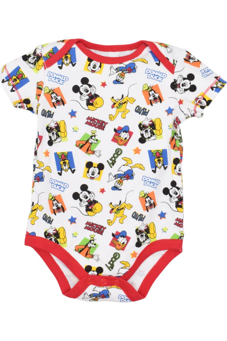 Mickey Mouse & Friends Boys' 5-Pack Short Sleeve Bodysuits, Alternate, color, Mickey Clubhouse Multi