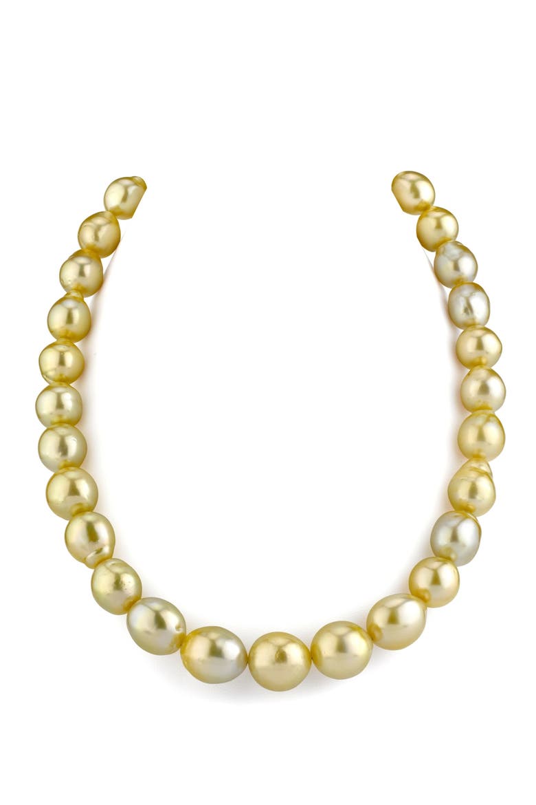 11-14mm Drop-Shape Golden South Sea Pearl Necklace - AAA Quality, Main, color, Yellow Gold Clasp