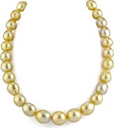 The Pearl Source 11-14mm Drop-Shape Golden South Sea Pearl Necklace - AAA Quality