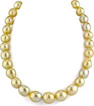 The Pearl Source 11-14mm Drop-Shape Golden South Sea Pearl Necklace - AAA Quality