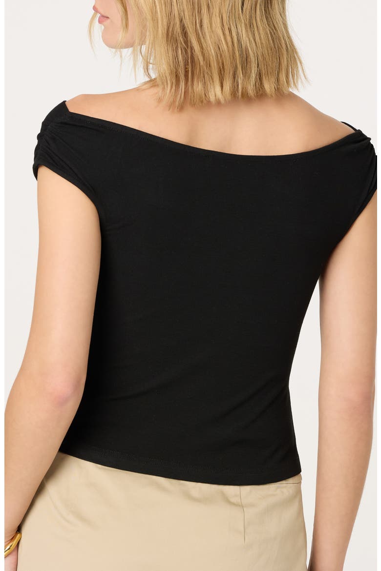 Ruched Off the Shoulder Top, Alternate, color, BLACK