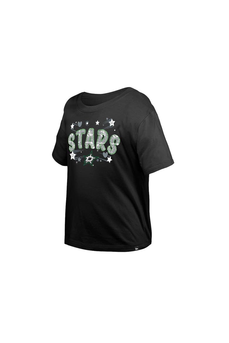 Girl's Youth New Era  Black Dallas Stars Flip Sequin T-Shirt, Alternate, color, Black