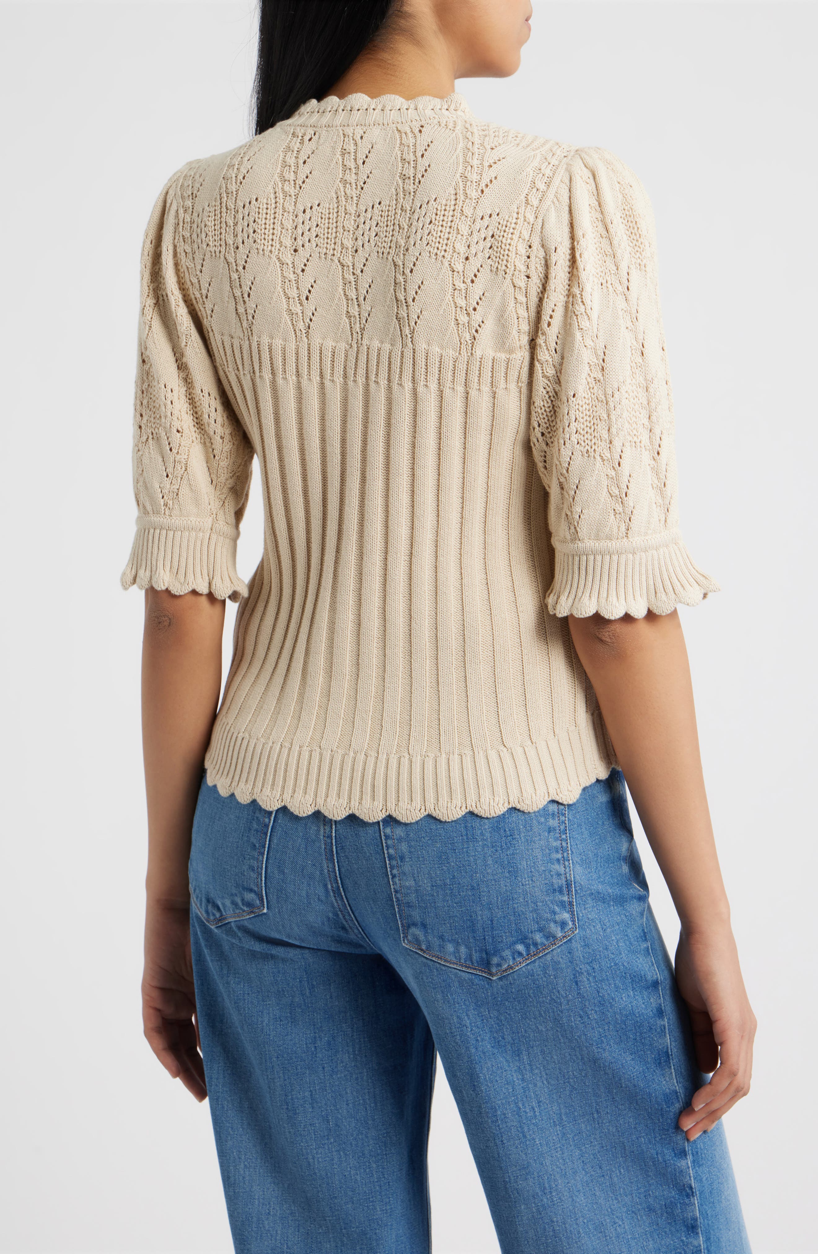 Mixed Stitch Elbow Sleeve Sweater - image 4