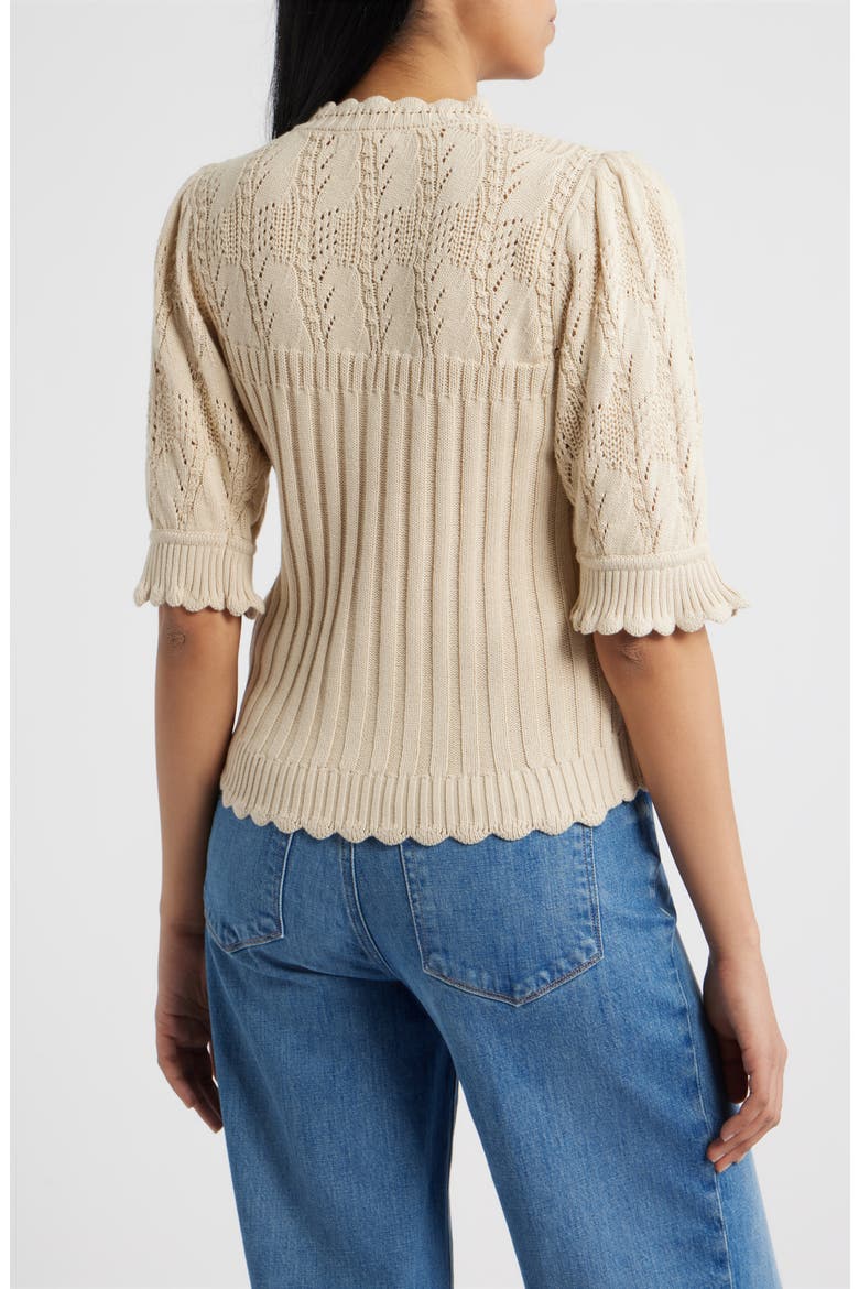 Mixed Stitch Elbow Sleeve Sweater, Alternate, color, DEEP MACADAMIA