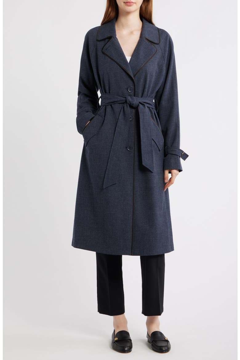 Stretch Gabardine Trench Coat, Main, color, NAVY