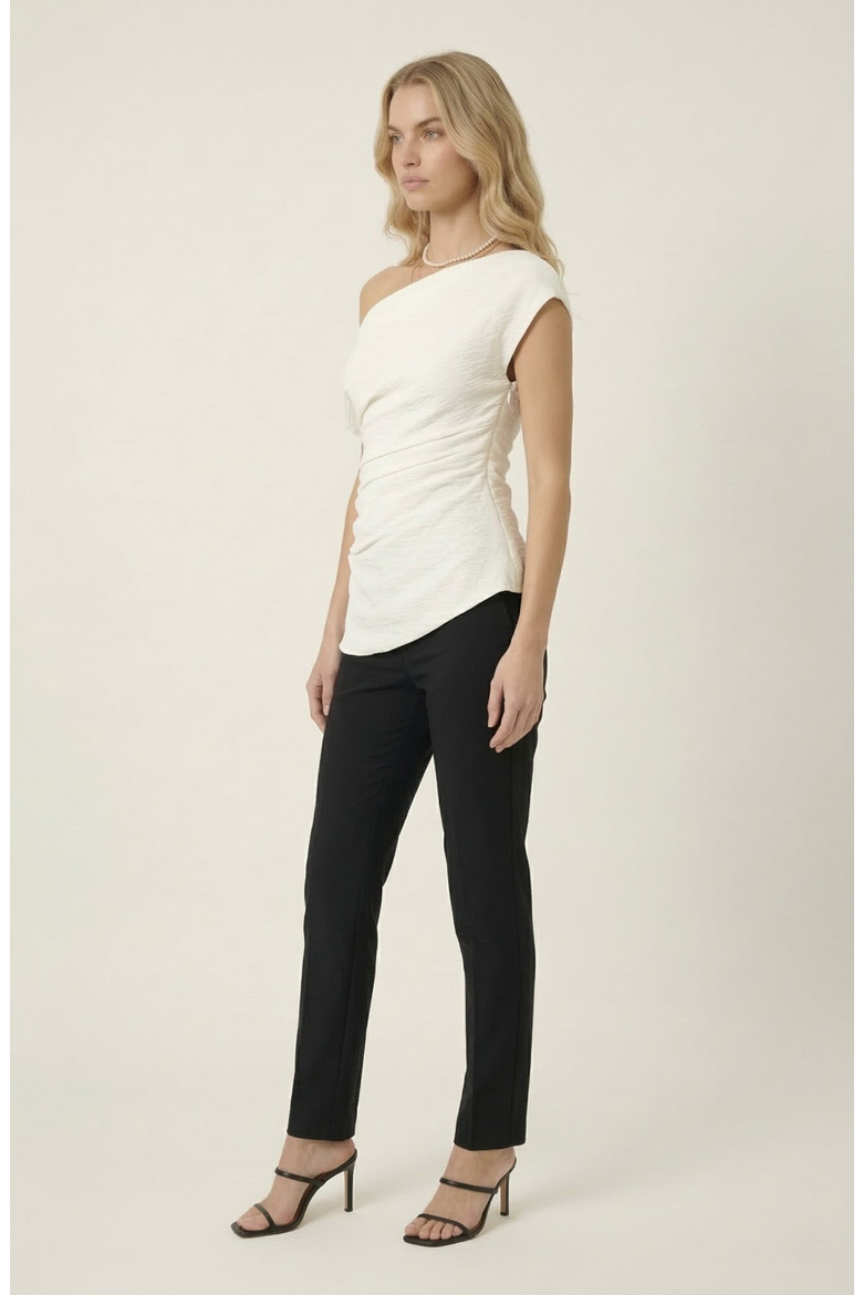 Asymmetric One Shoulder Draped Top, Alternate, color, Off White