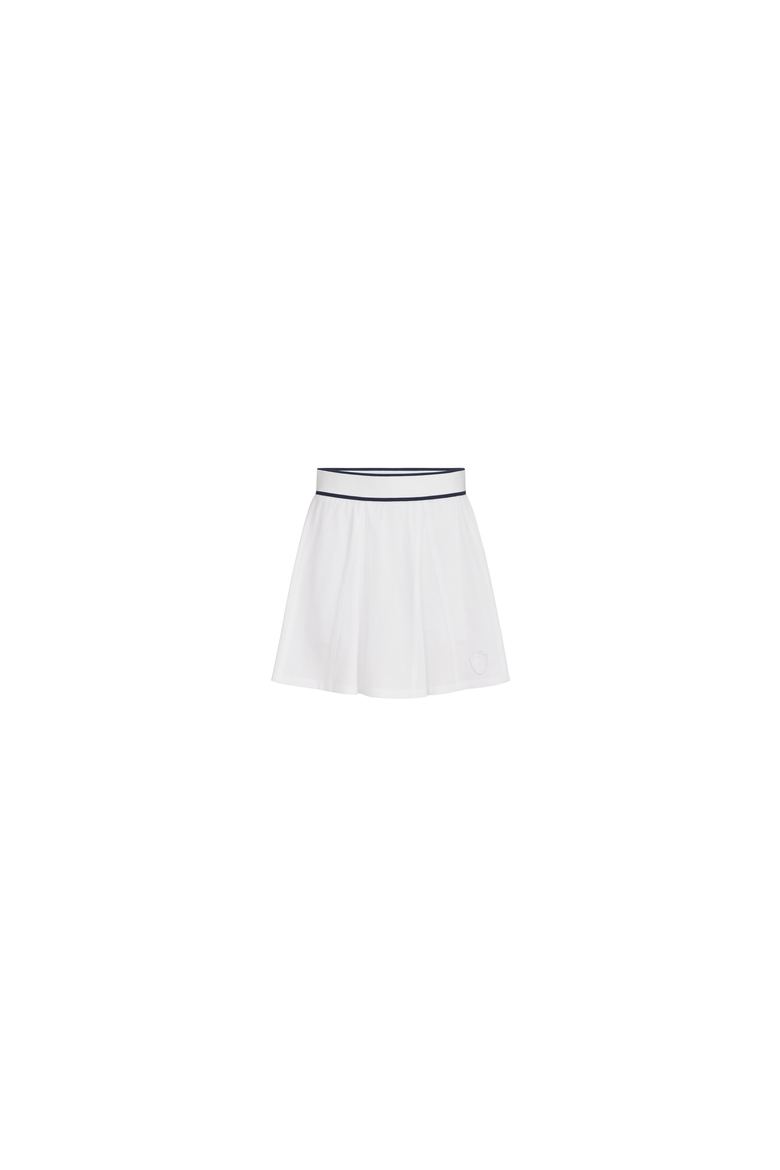 Stretch cotton piqué mini skirt with logo, Alternate, color, White