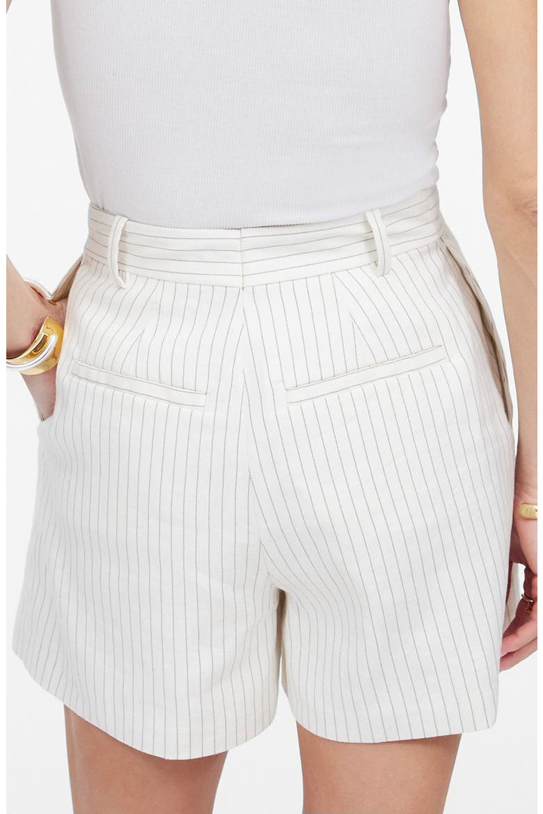 Easy Pleated Linen & Cotton Blend Shorts, Alternate, color, TAN AND BLACK STRIPE
