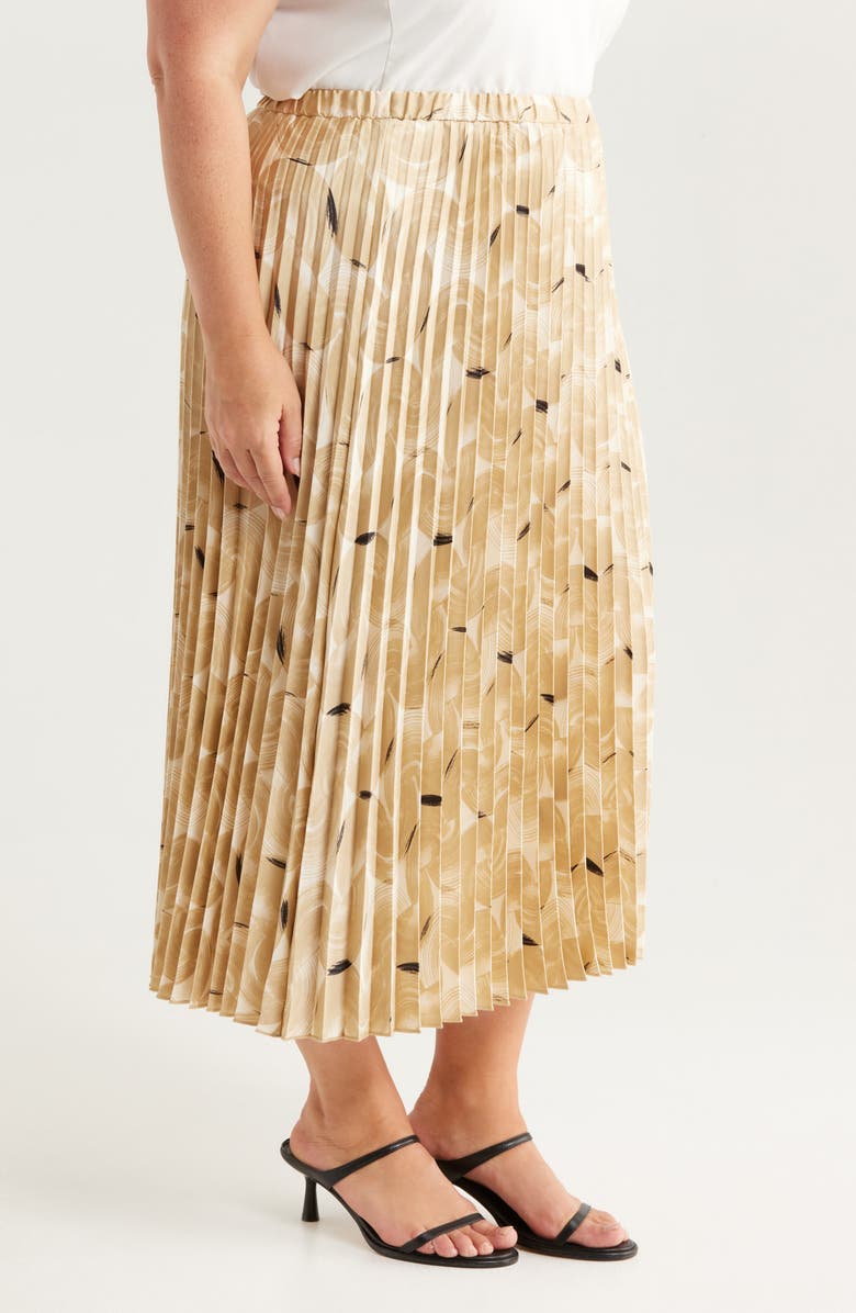 Anne Klein Pull-On Pleated Midi Skirt, Alternate, color, 