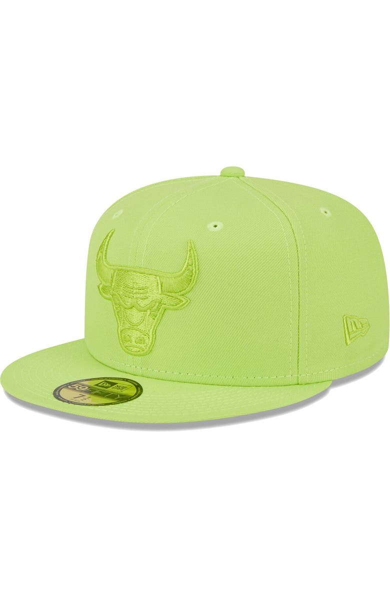 New Era Men's New Era Neon Green Chicago Bulls Spring Color Pack 59FIFTY Fitted Hat, Main, color, 