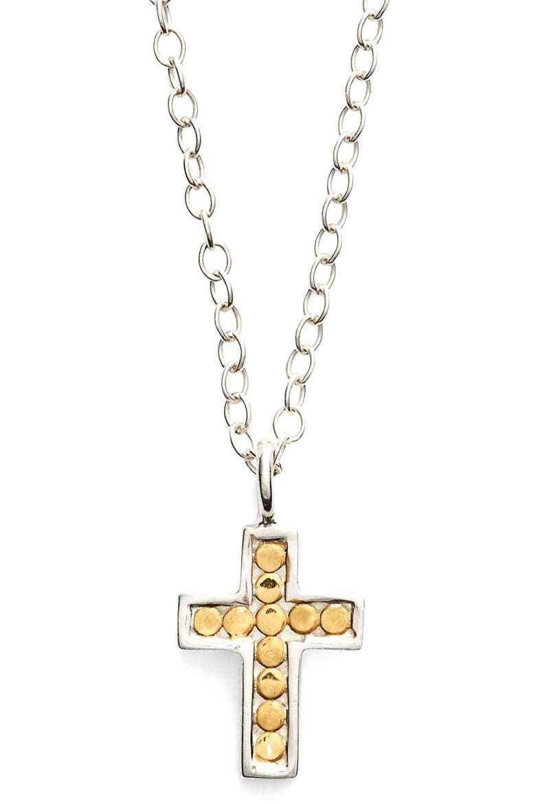 'Gili' Reversible Mini Cross Necklace, Main, color, TWO TONE