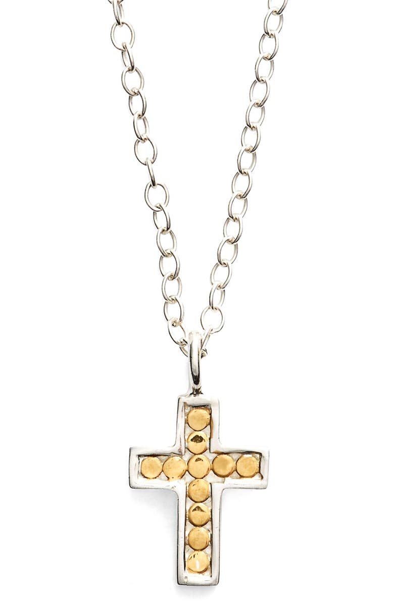 Anna Beck 'Gili' Reversible Mini Cross Necklace, Main, color, Two Tone