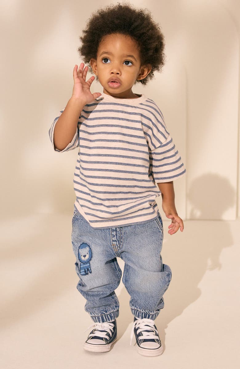 NEXT Kids' Laser Stripe Lion Jeans, Alternate, color, Blue