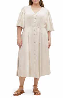 City Chic Dahlia Puff Sleeve Midi Dress