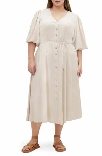 City Chic Dahlia Puff Sleeve Midi Dress