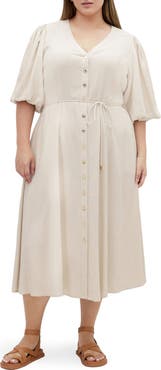 City Chic Dahlia Puff Sleeve Midi Dress