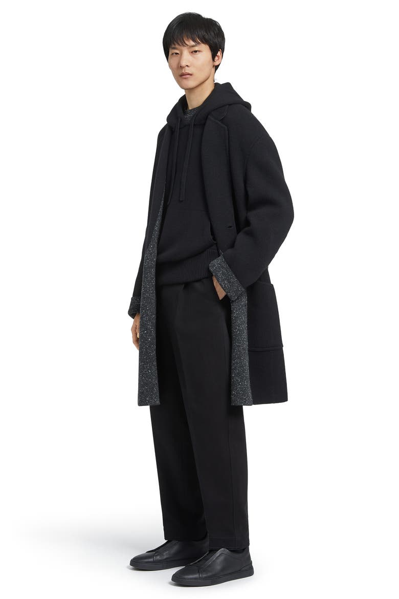 One-Pleat Bull Denim Pants, Alternate, color, BLACK