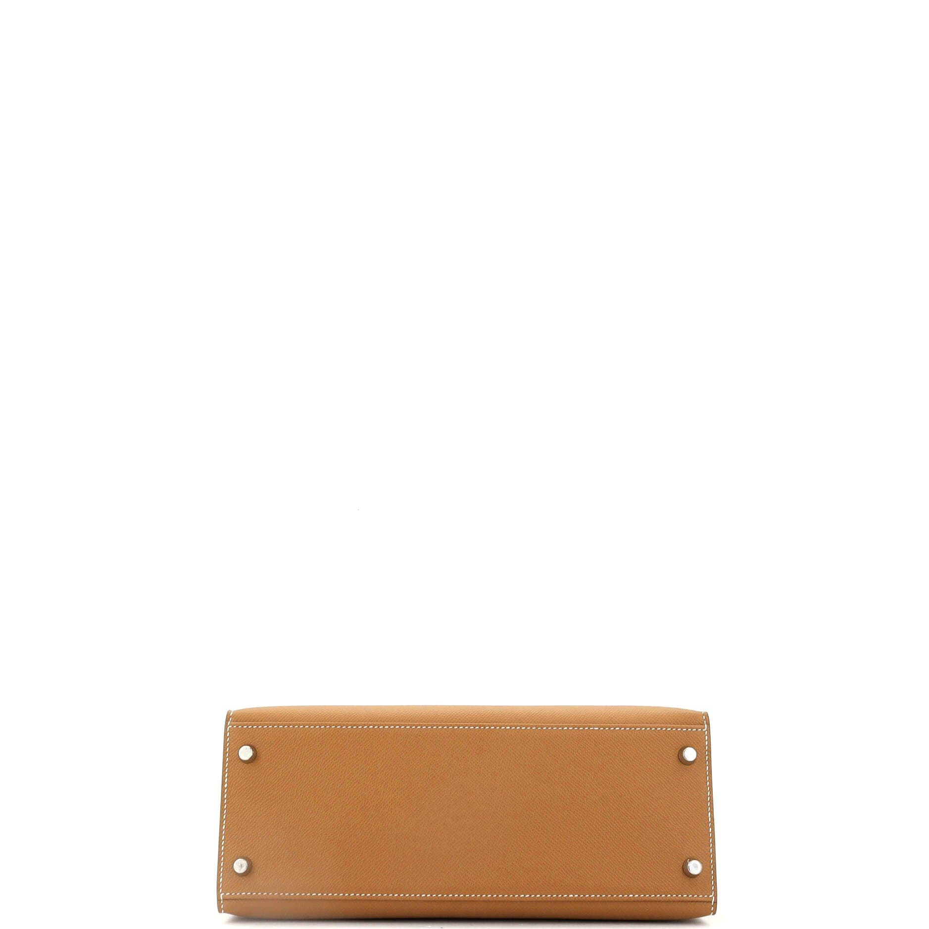 Pre-Owned Hermes Kelly Handbag Brown Epsom with Palladium Hardware 28, Alternate, color, 