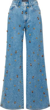 Veronica Beard Kasey Embellished Wide Leg Jeans