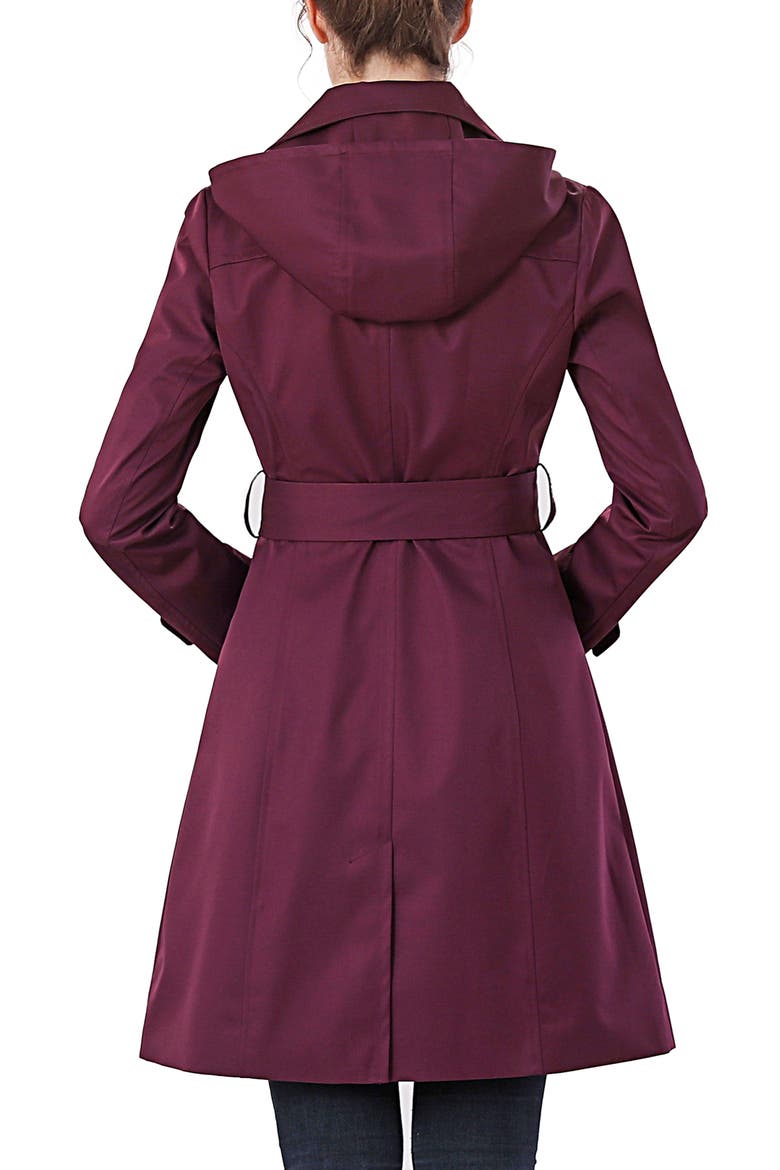 Adel Hooded Trench Coat, Alternate, color, Grape Wine