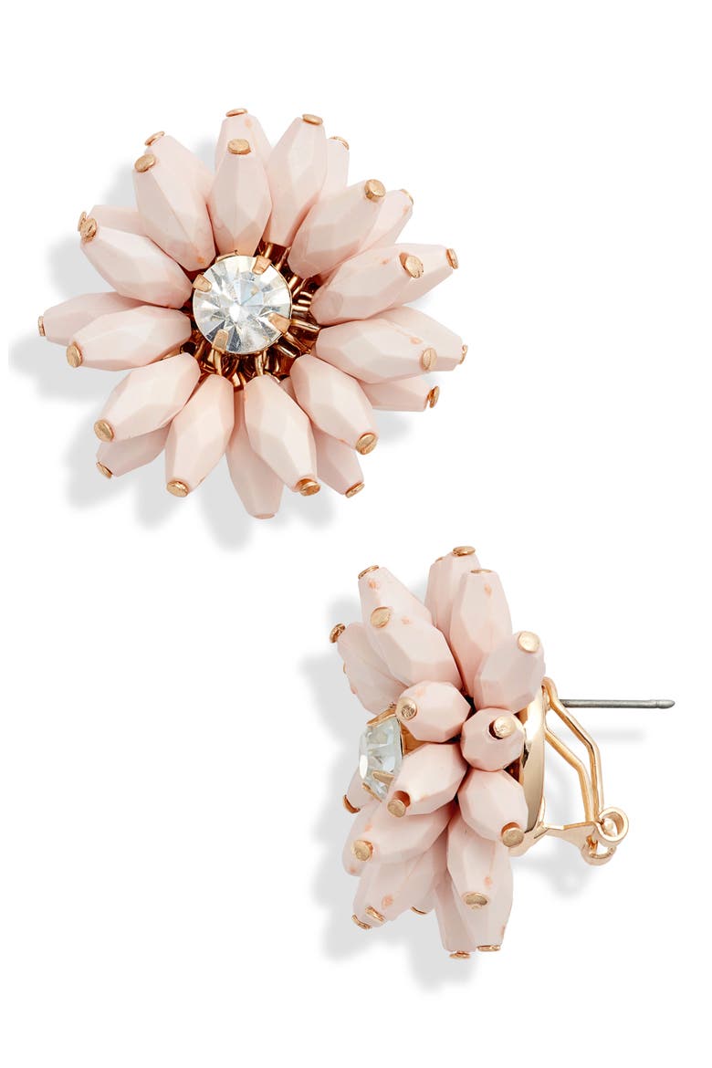 Flower Statement Earrings, Main, color, CLEAR- PINK- GOLD