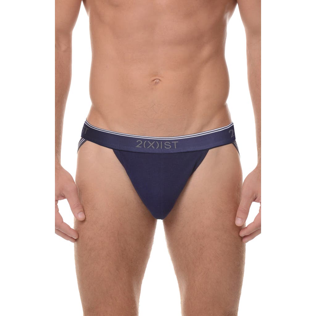 2(x)ist 3-pack Stretch Jock Straps In Eclipse/lead/dazzling Blue