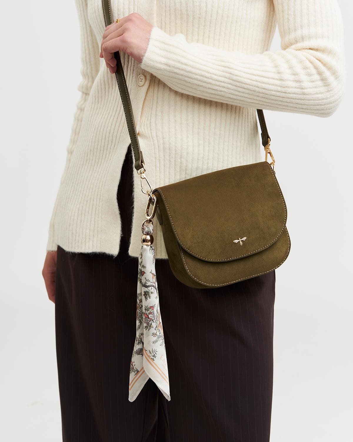 Beth Faux Suede Saddle Purse, Alternate, color, Khaki