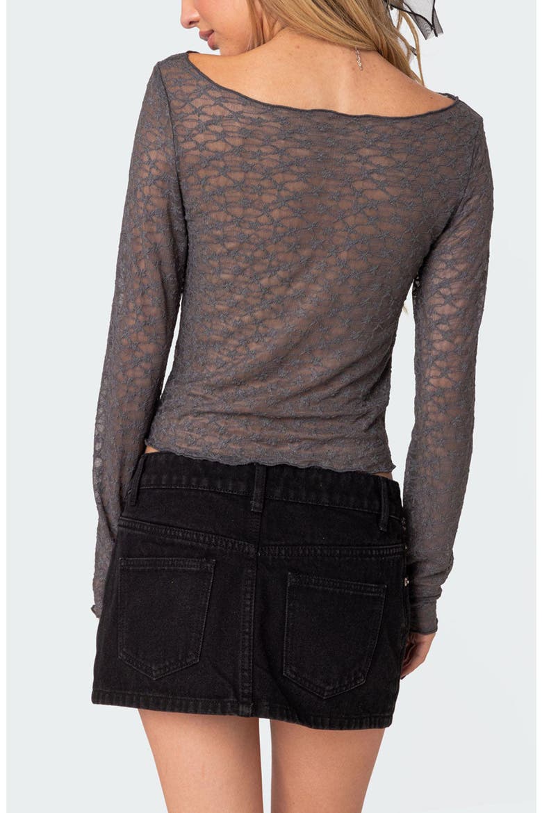 Leony Sheer Lace Top, Alternate, color, DARK-GRAY