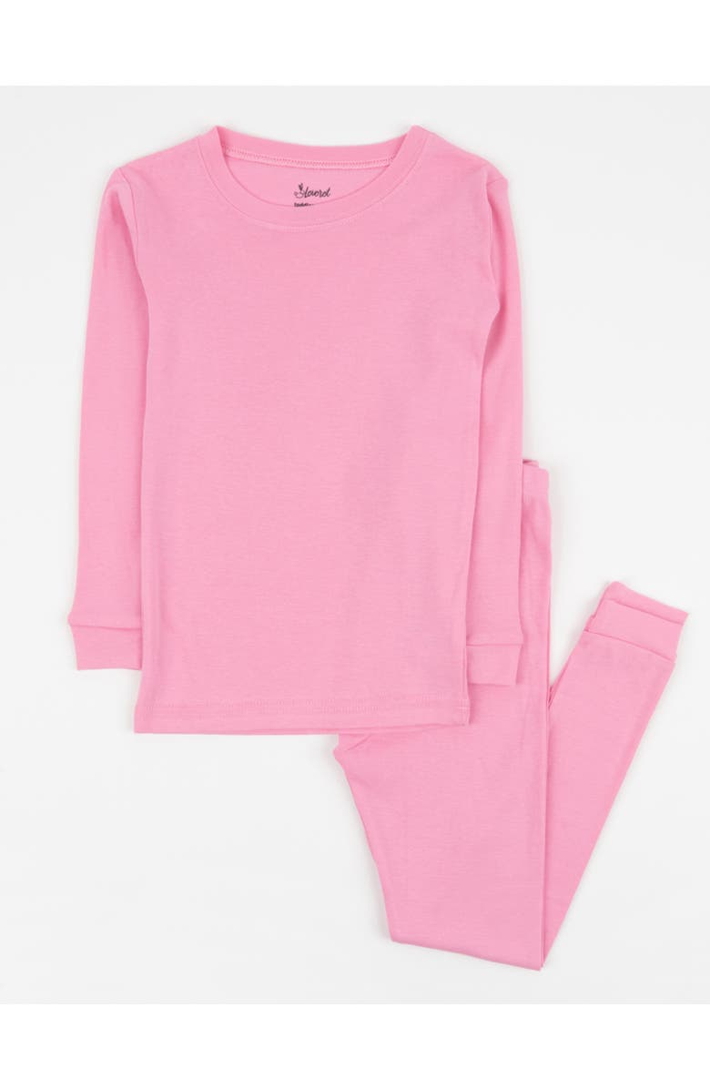 Leveret Kids Two-Piece Solid Cotton Matching Family Pajamas, Main, color, Light Pink